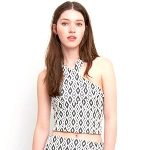 Pull&Bear New Black and White Tribal Halter Top